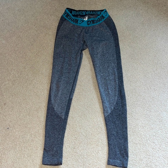 Gymshark Flex Leggings Size medium GLLG015 AW19-369 Teal Heathered Gray Nylon - Picture 2 of 5